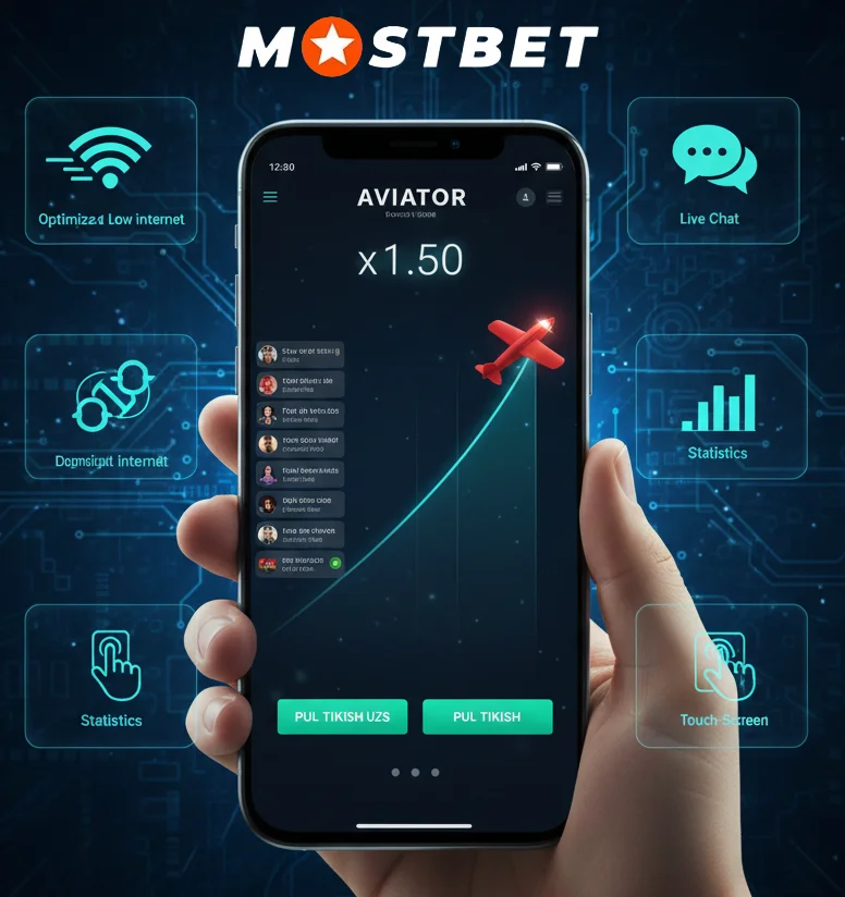 Mostbet ilovasida Aviator o'yinini o'ynang