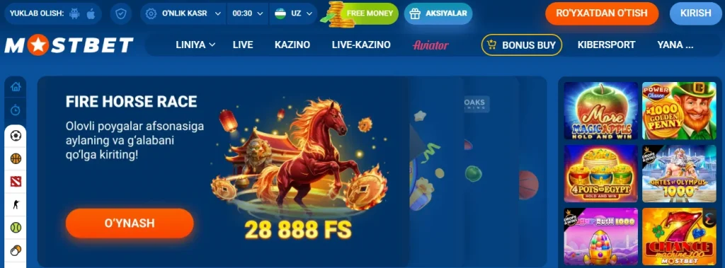 Mostbetning O'zbekistondagi rasmiy veb-sayti